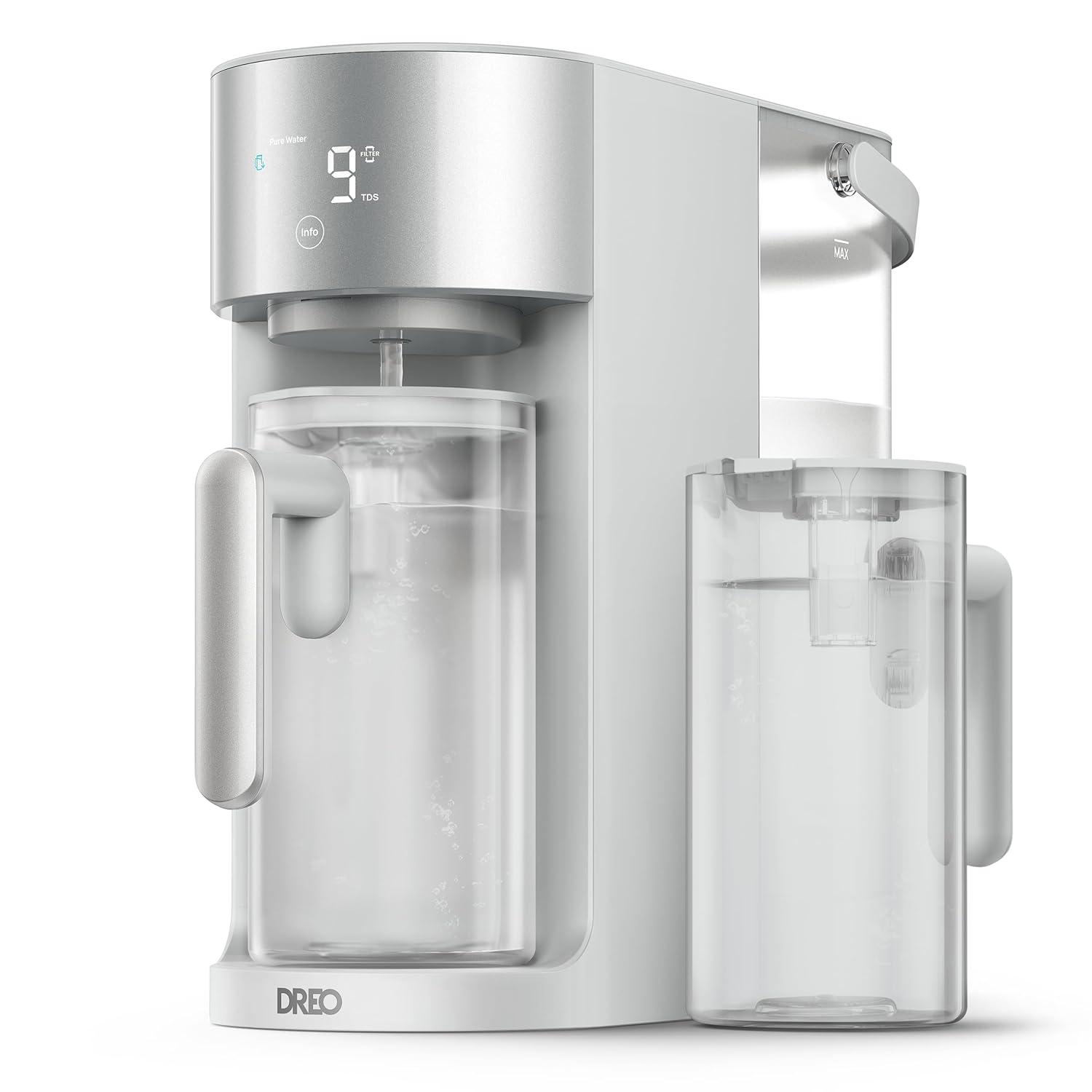 imageDREO Reverse Osmosis Water Filter Countertop RO Filtration System 31 Pure to Drain TDS amp Filter Life amp Autofill Pitcher InstallationFree SelfCleaning Water Purifier RO Water Filter 112 3LGray