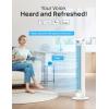 imageDREO Smart Tower Fan for Bedroom 90 Oscillating 40 Standing Fan 26fts HighSpeed 5 Speeds 4 Modes Quiet Room Floor Fans TouchRemoteAPP amp Voice Control Work with Alexa 12H Timer SilverWhite