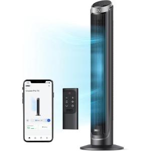 imageDREO Smart Tower Fan for Bedroom 90 Oscillating 40 Standing Fan 26fts HighSpeed 5 Speeds 4 Modes Quiet Room Floor Fans TouchRemoteAPP amp Voice Control Work with Alexa 12H Timer SilverSilver