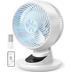 imageDREO Smart Fan for Bedroom Powerful 85 ft Airflow 12 Inches Desk Fans in 20dB Quiet 9090 oscillating fans AppVoice Control 9 Speeds amp 812H Timer for Home Office DormWhite