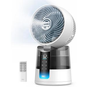 imageDREO TurboCool Misting Fan 516 15030 Omnidirectional Oscillating Desk Cooling Fan 5 Drop Evaporative air cooler 26 fts Wind Ultrafine Mist 20dB 6 Speeds 2 Modes Remote Control WhiteWhite