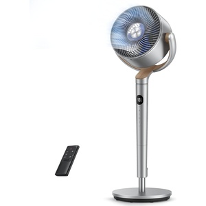 image:imageDREO Fan for Bedroom 120120Omnidirectional Oscillating Fan 90ft DC Motor 20 dB Quiet Standing Pedestal Fans 8 Speeds 3 Modes Circulator with Remote 3540 Adjustable Height 8H TimerLight silver