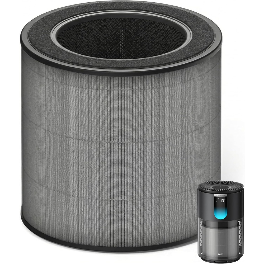 image:imageDREO Genuine HEPA Replacement Filter for Air Purifier 539539S DRHAP009DRHAP009S Black 3in1 HEPA amp Activated Carbon Filter for PM25 Smoke Odor Dust amp Pollen1 PackReplacement Filter Only