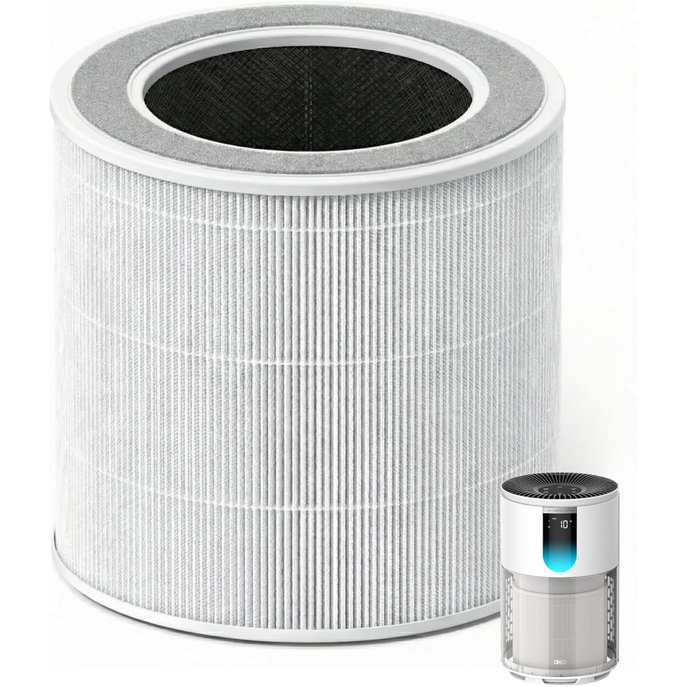 image:imageDREO Genuine HEPA Replacement Filter for Air Purifier 539539S DRHAP009DRHAP009S White 3in1 HEPA amp Activated Carbon Filter for PM25 Smoke Odor Dust amp Pollen1 PackReplacement Filter Only
